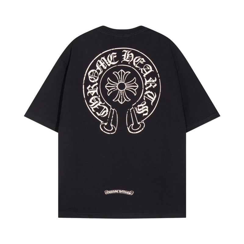 Chrome Heart T Shirts Horseshoe Cross Print Short Sleeve T-Shirt