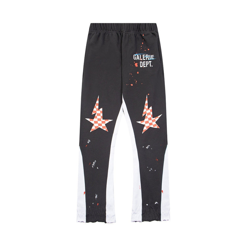 Gallery Dept Sweatpants Hand-painted splashed ink letter patch splicing casual trousers