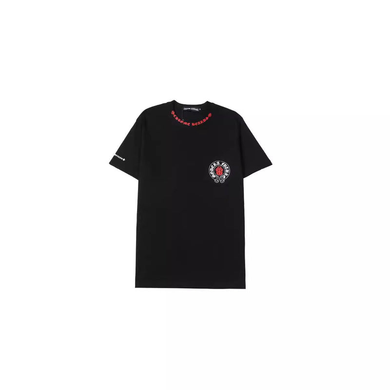 Chrome Heart T Shirts Croix Cross Color Leather Printed Short Sleeve T-Shirt