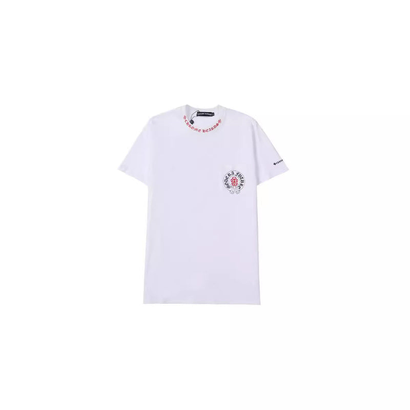 Chrome Heart T Shirts Croix Cross Color Leather Printed Short Sleeve T-Shirt