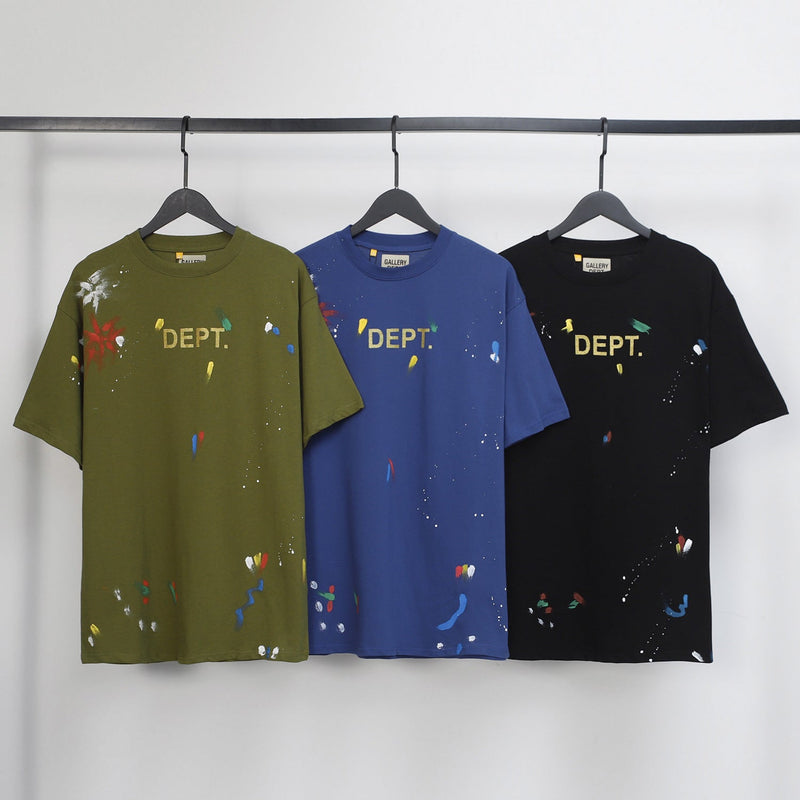 Gallery Dept T Shirts Splashed Ink Printing Loose Short Sleeve Base Lining